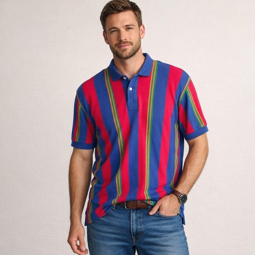 Vintage Men’s M Salty Dog Gant 90s Short Sleeve Polo Shirt Y2K Preppy Striped